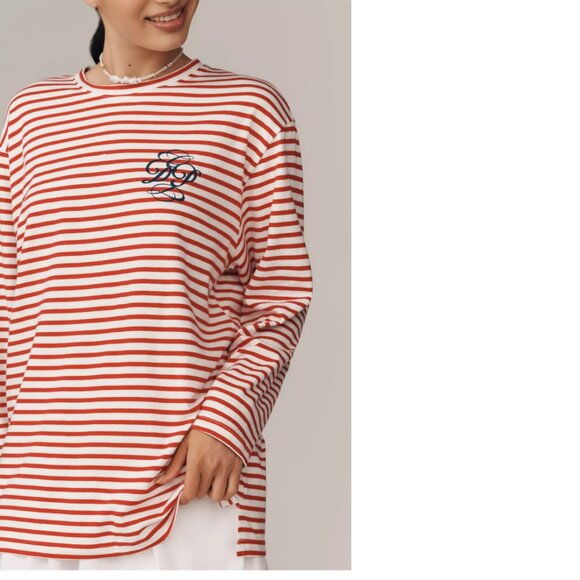 Anthropologie Daily Practice Cotton Long-Sleeve Tee top size m red NEW - Picture 4 of 9
